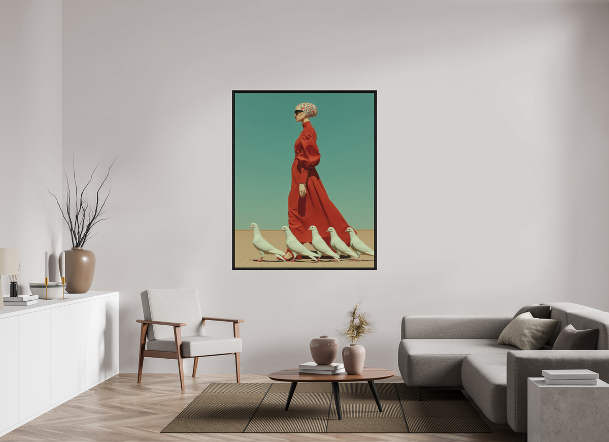120 x 150 cm, Floater Frame Red Horizon XV