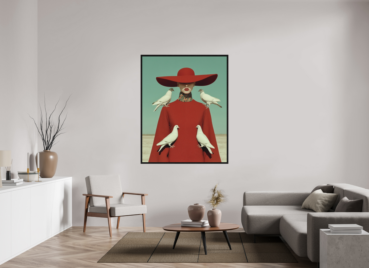 120 x 150 cm, Floater Frame Red Horizon IX