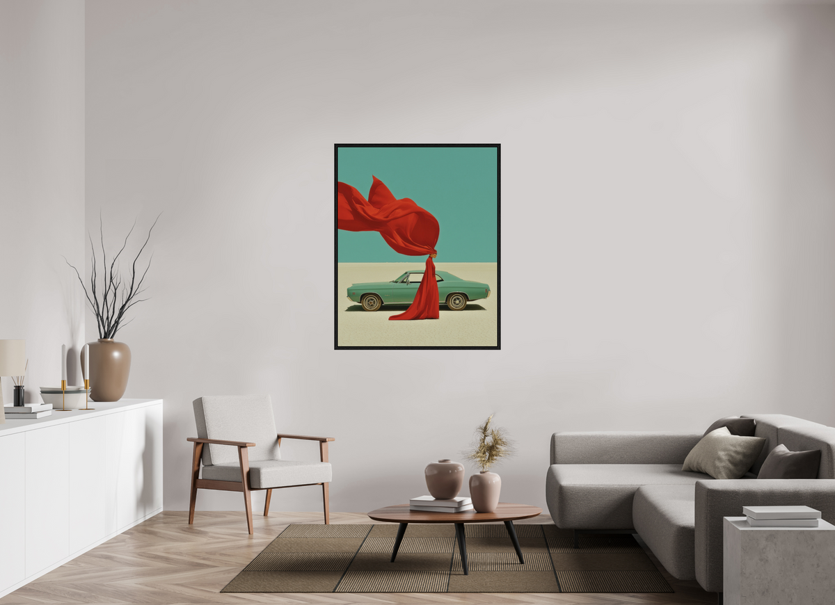 100 x 125 cm, Floater Frame Red Horizon IV