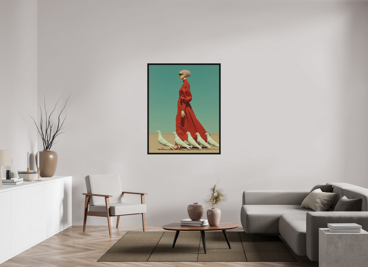 100 x 125 cm, Floater Frame Red Horizon XV