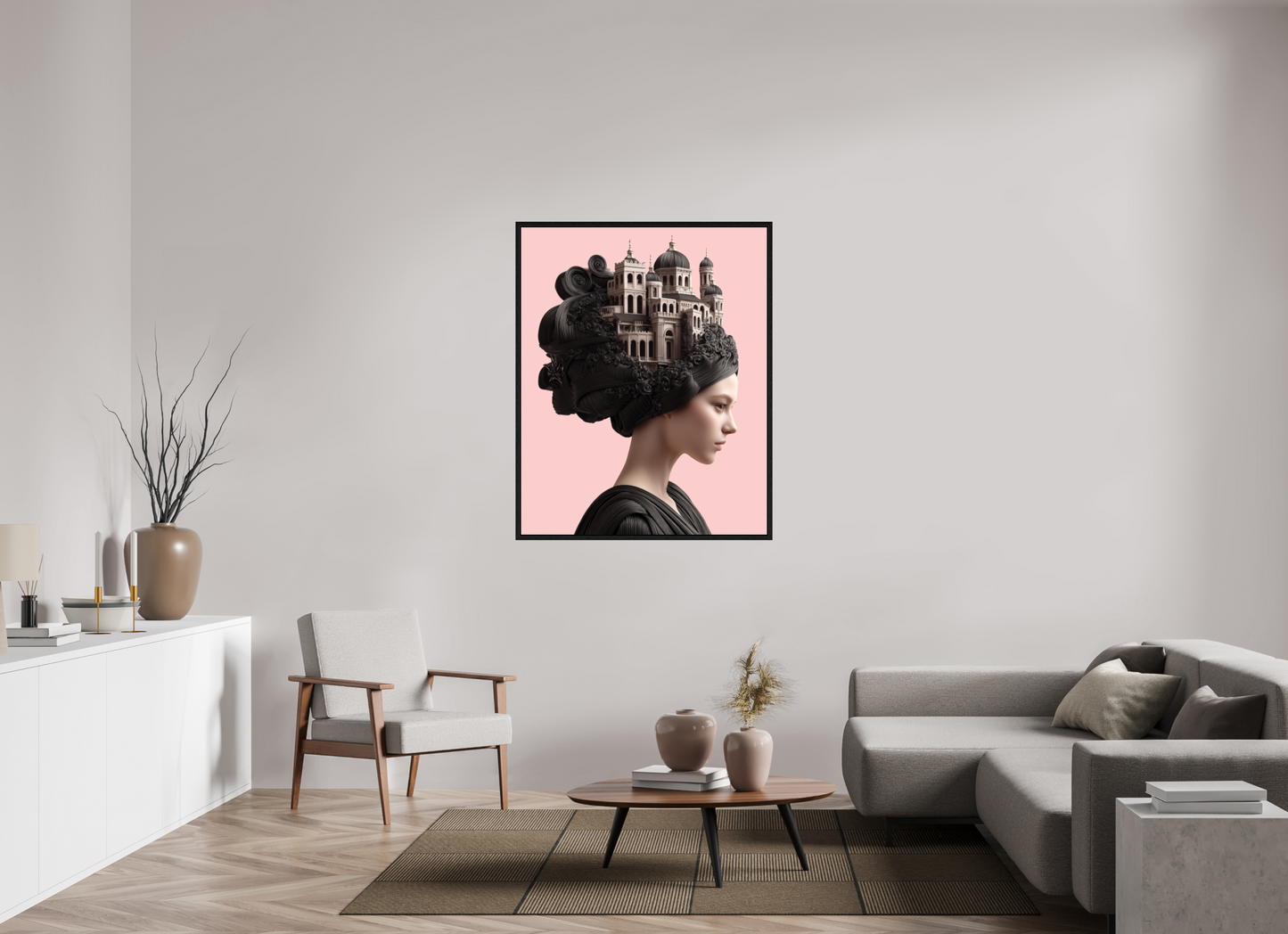100 x 125 cm, Floater Frame Hairdo XXIII