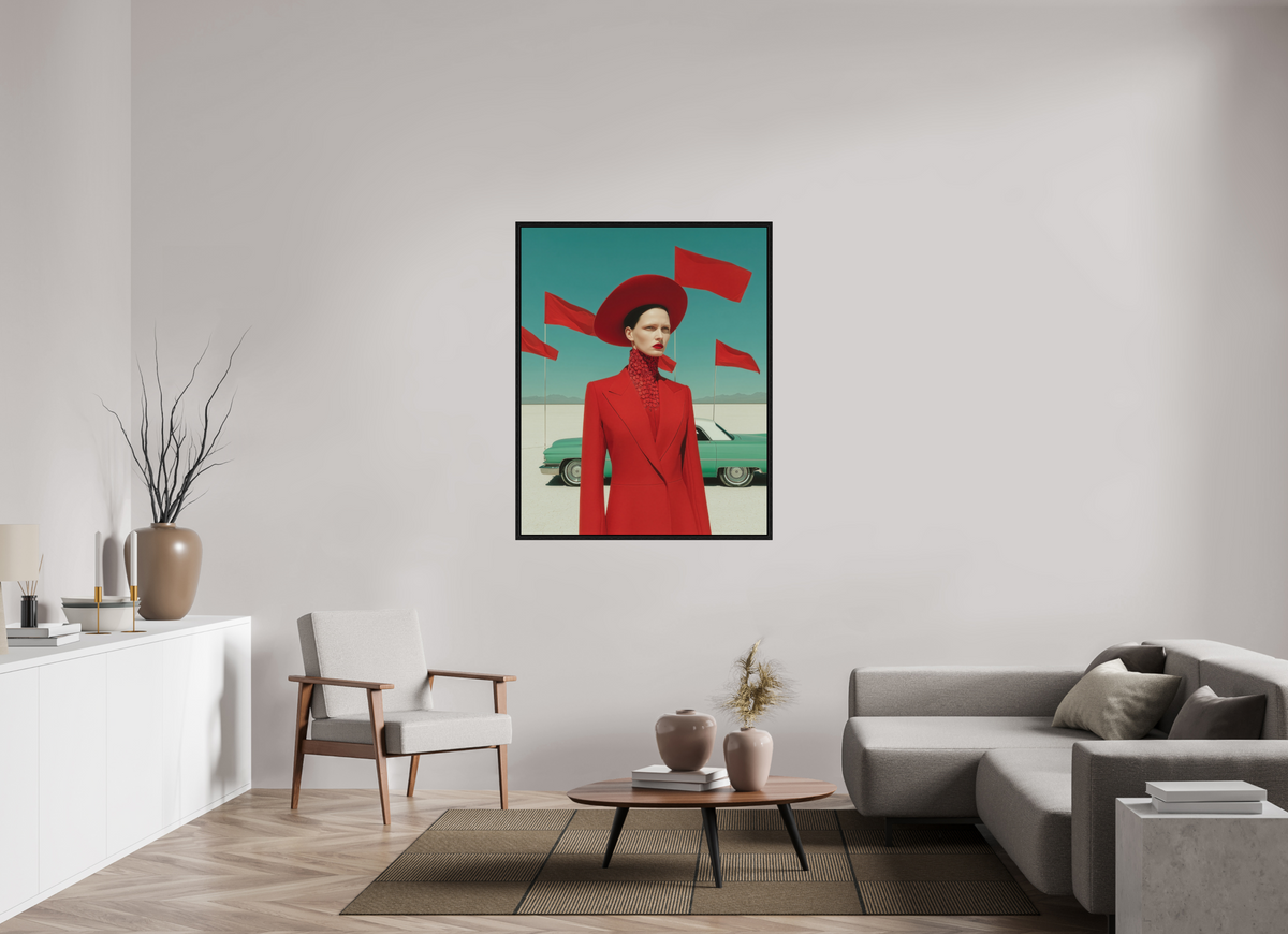 100 x 125 cm, Floater Frame Red Horizon I