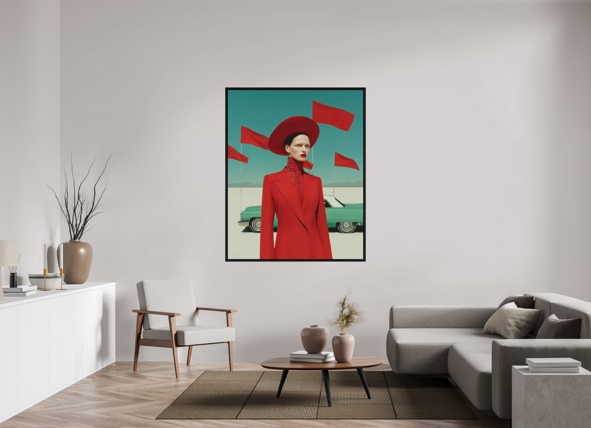 120 x 150 cm, Floater Frame Red Horizon I