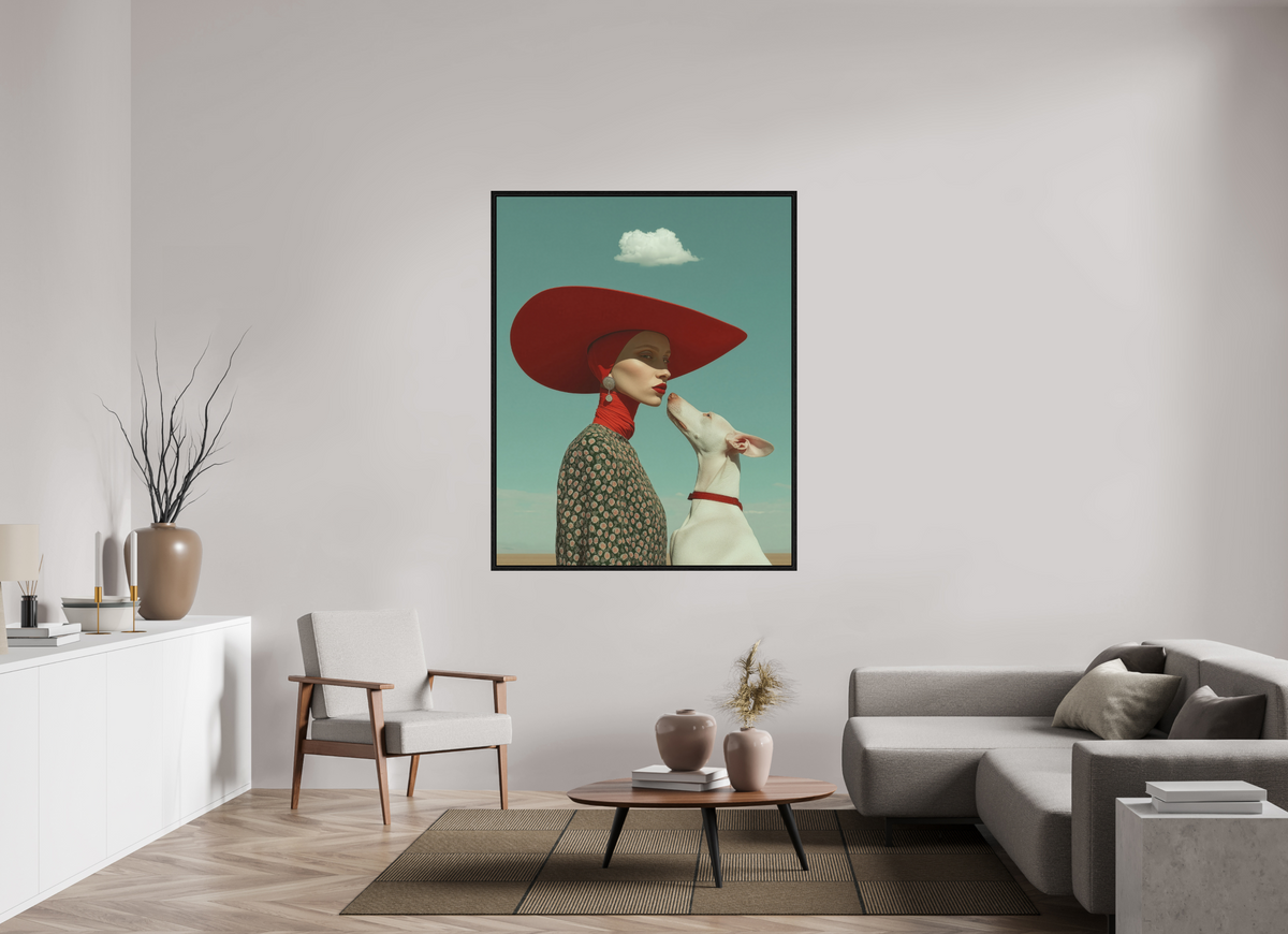 120 x 150 cm, Floater Frame Red Horizon VII