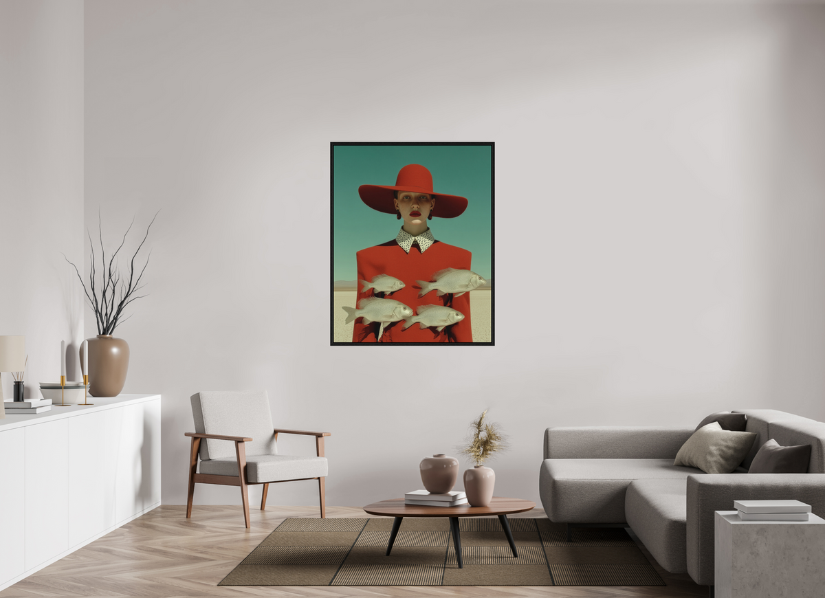 100 x 125 cm, Floater Frame Red Horizon VI